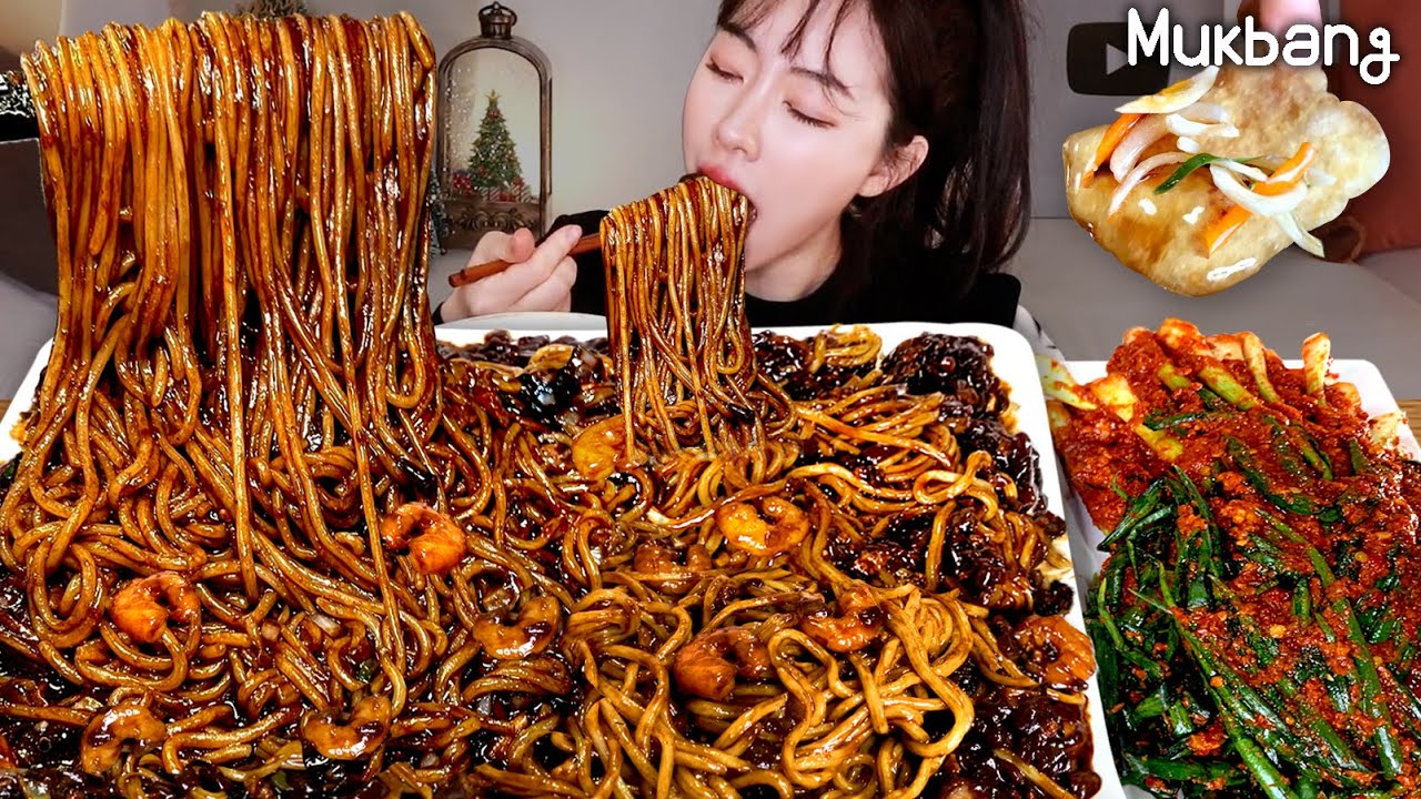 경고⚠️이거보면 다이어트 폭망. 꾸덕한 새우유니 짜장면에 실비파김치 & 레전드 인생 탕수육ㅣ짜장면먹방 black bean noodlesㅣjajangmyeon ASMR MUKBANG