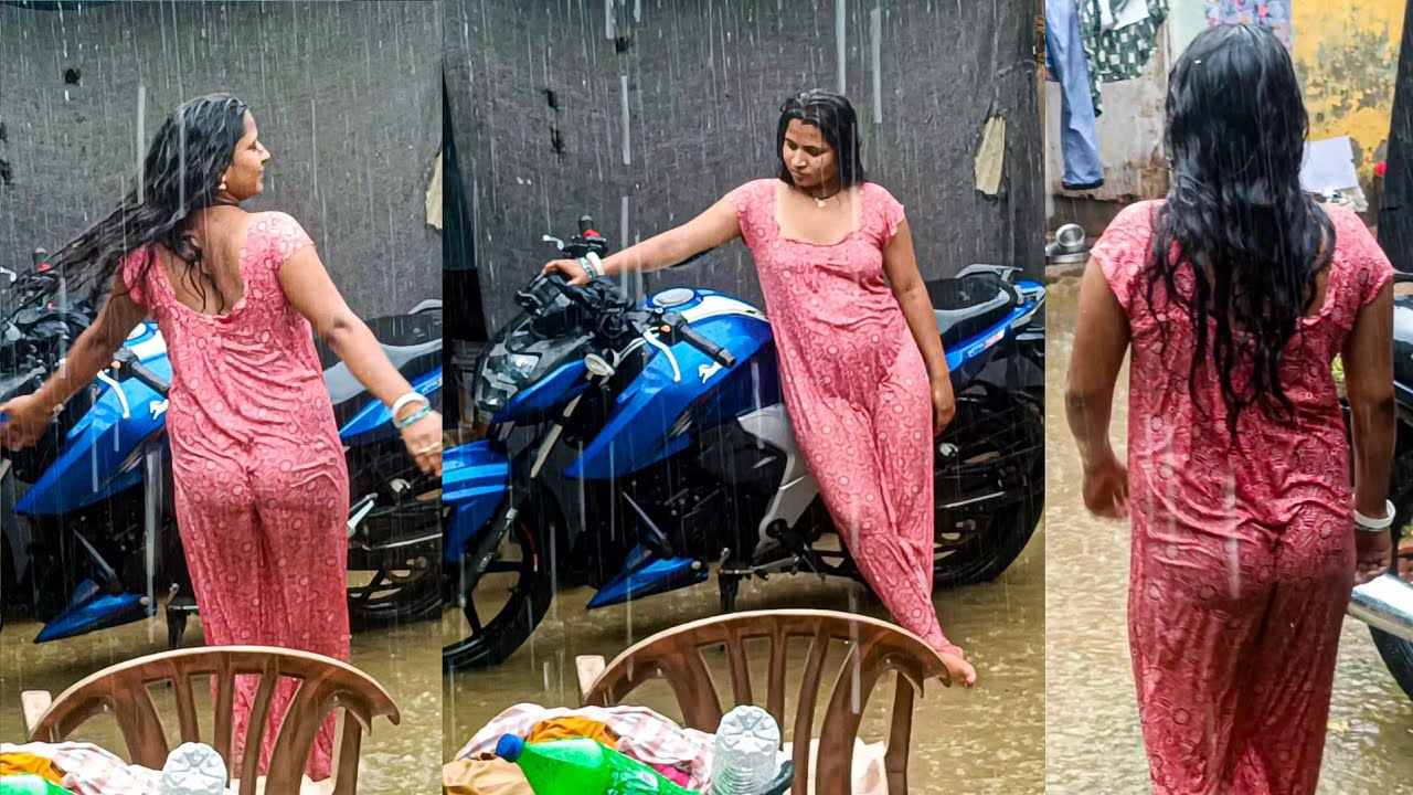 आज मैंने बारिश में खूब नहाया गर्मी का अंत | Desi Bhabhi Rain Masti Vlog | Transparent Night #Bhabhi