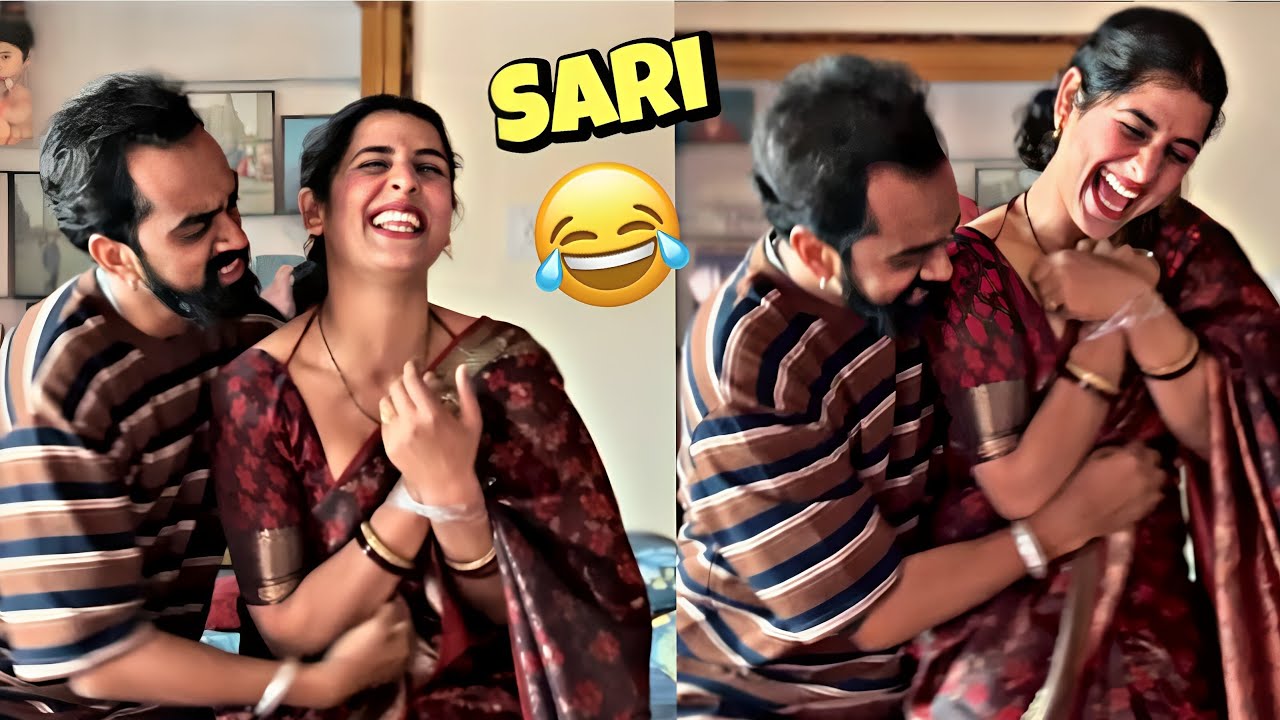 साड़ी खुल गयी 😳 | tickling prank on wife in sari 😍 | prank on wife in India | prank on wife