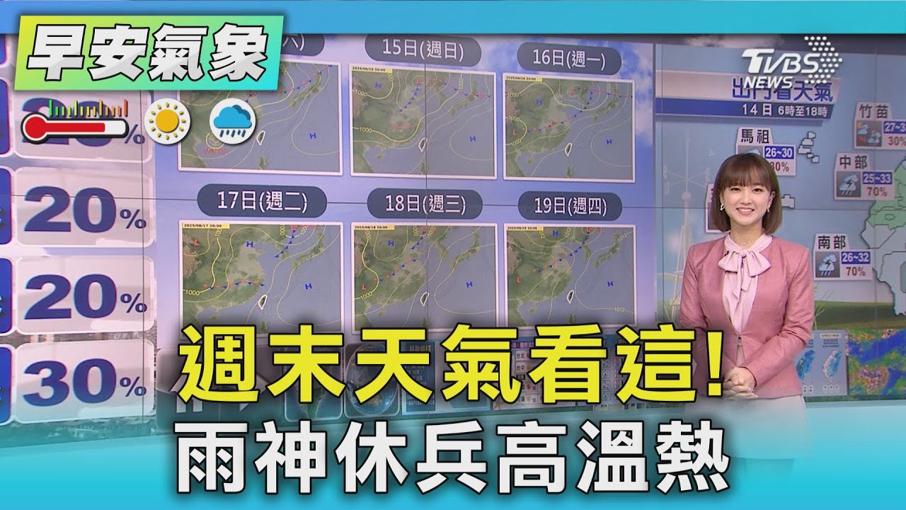 週末天氣看這! 雨神休兵高溫熱｜氣象主播 曹佼人｜早安氣象｜TVBS新聞 20250614 @TVBSNEWS01