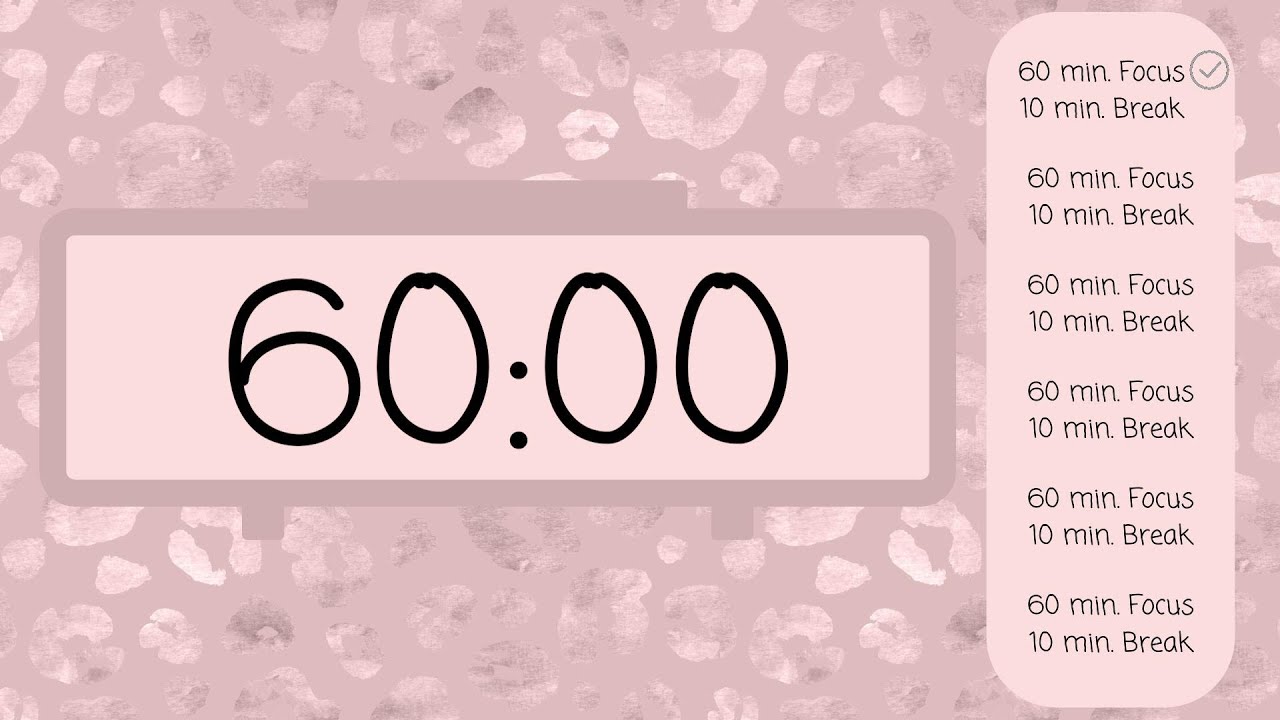 ⏳ 7-Hour Pomodoro Timer – 60 Min Focus + 10 Min Breaks 🎨 | Cute Doodle Background 🎯
