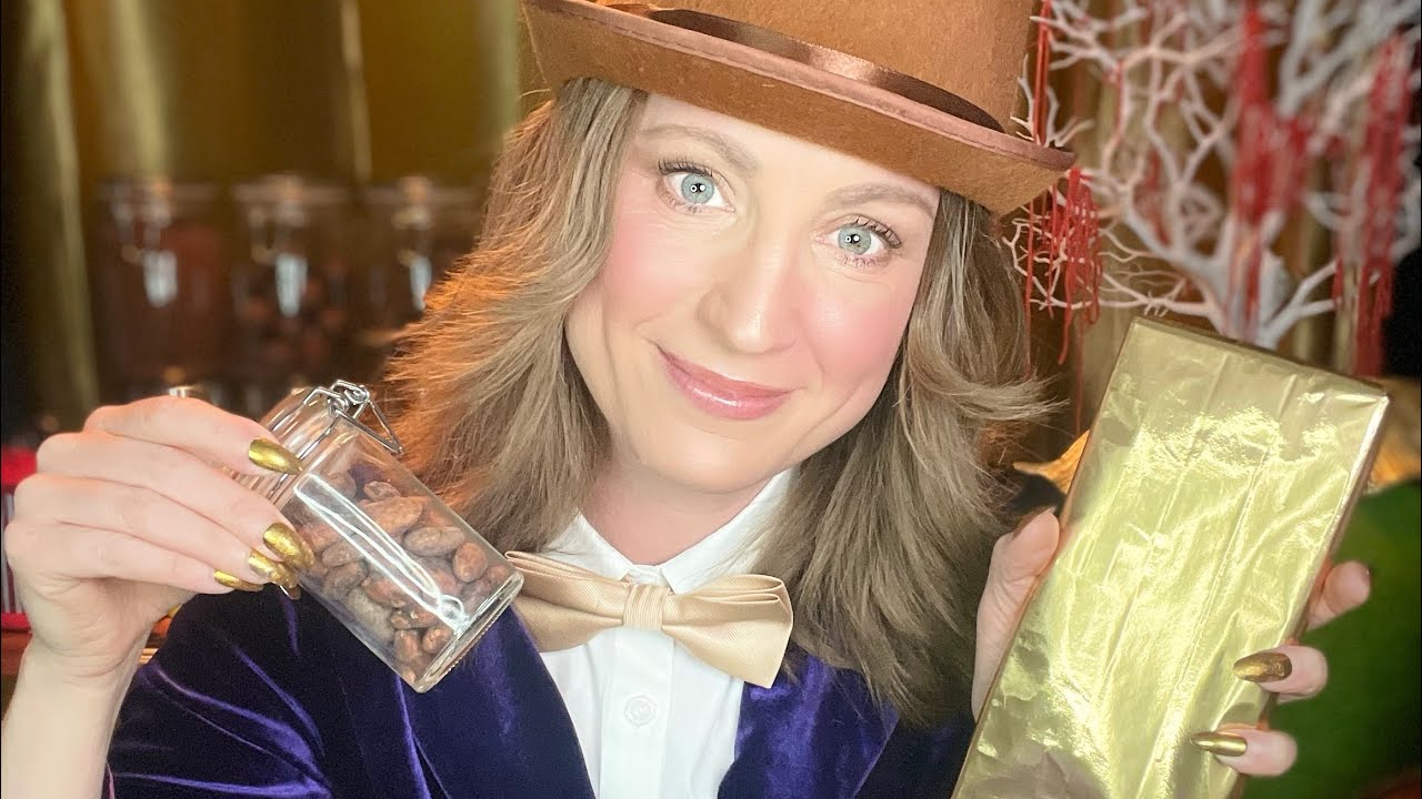 🏭 ASMR Chocolate Factory Willy Wonka Mukbang personal tingly layered sounds Gene Wilder Johnny Depp