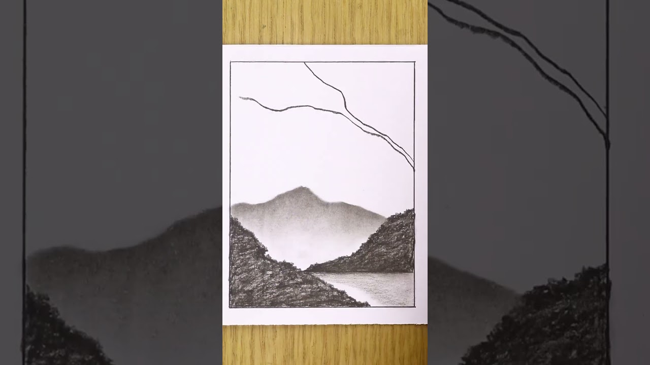 ⚡ Charcoal pencil drawing idea || Pencil shading video || Scenery sketch with pencil