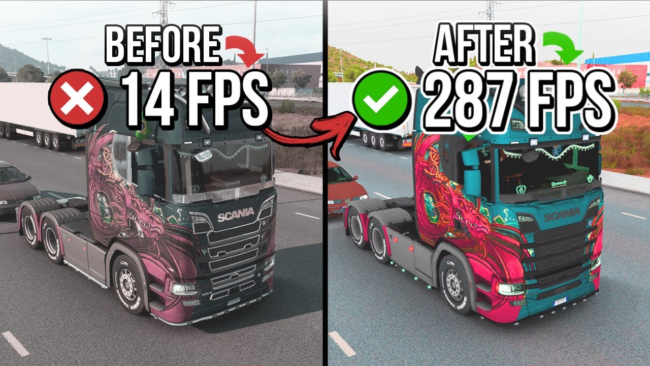🔧 EURO TRUCK SIMULATOR 2: HOW TO BOOST FPS AND FIX FPS DROPS / STUTTER🔥| Low-End PC ✔️
