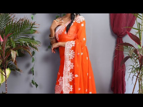 | Georgette Saree x Kashmiri Thread Work | #youtubeshorts #short #firstshortvideo #shortvideo