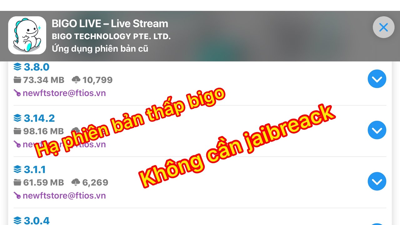 🔴 Hướng dẫn anh em hạ phiên bản thấp Bigo không cần jailbreack