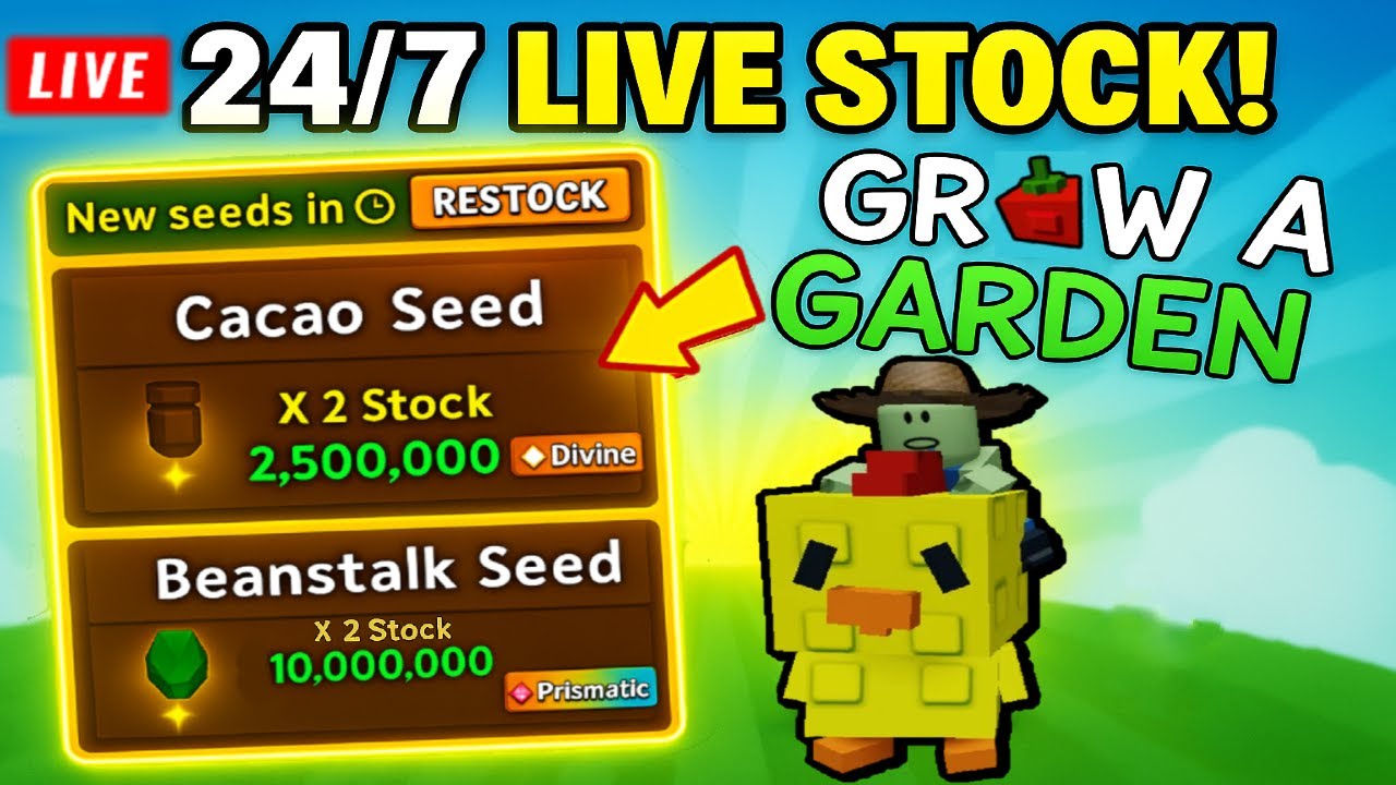 🔴 LIVE 24/7 – GROW  A GARDEN STOCK AND TRADE (REAL TIME ⌚)