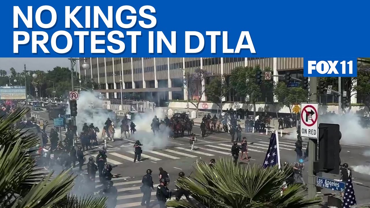 🔴 LIVE: No Kings Day protests in Downtown Los Angeles, police deploy tear gas