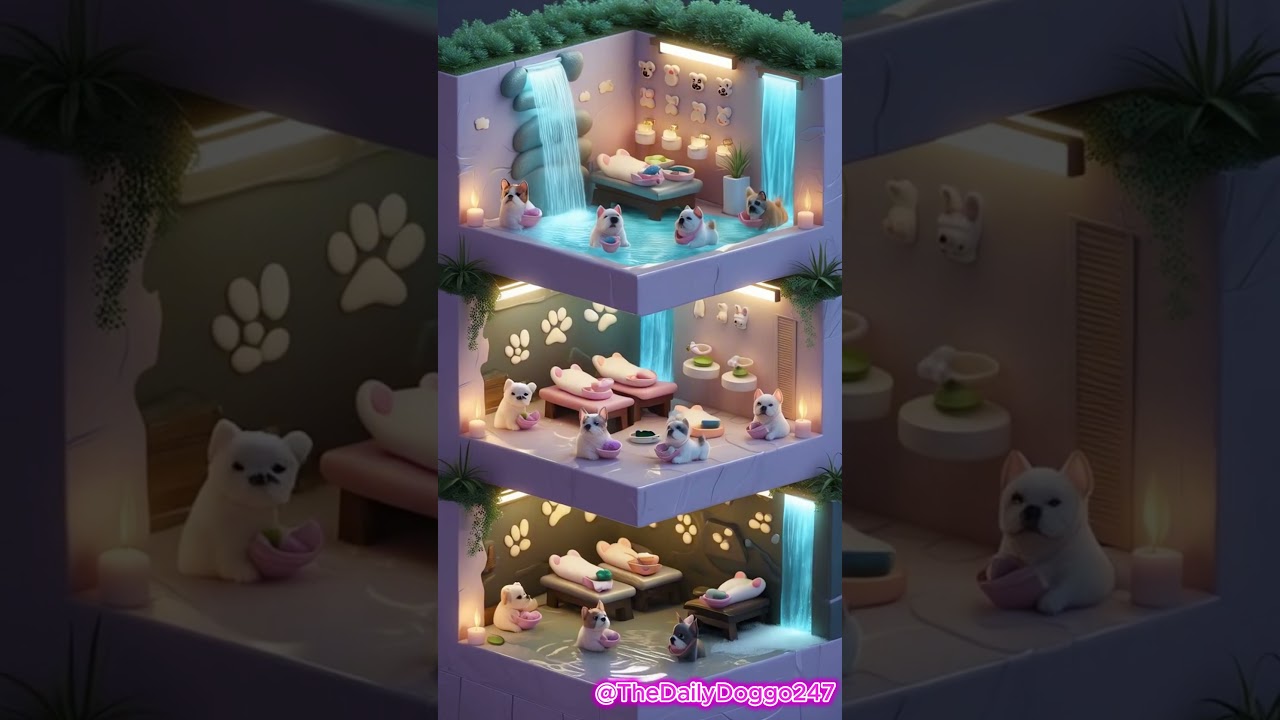 🐾 Micro Dogs' Spa Day Tower! #dog #dogshorts #cute