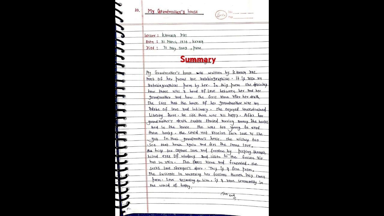 !! My grandmother's house !! Summary !! English # class 12th # chapter -10 ## prose section# bseb 📚📚