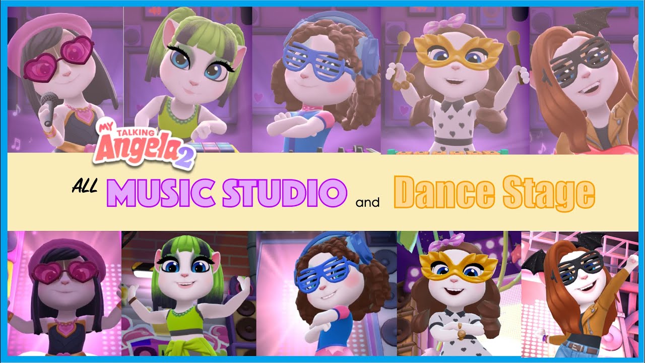 💃🏼🎼 My Talking Angela 2 - ALL DANCE STAGES AND MUSIC INSTRUMENTS Compilation 💃🏼🎼