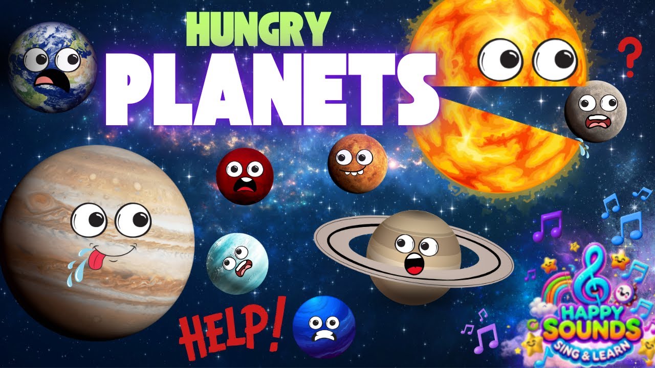 🌞 Planet song - hungry planets! ♫ | Size comparison. | 