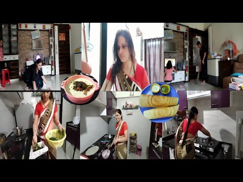 💘 Saree Vlog | floor clean by hand | instant dosa recipe with nariyal chutney