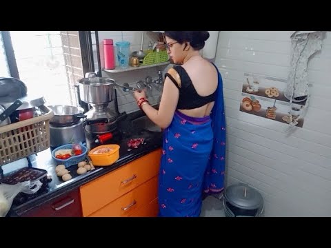 💙 Saree vlog/सुबह 6am से 10am तक मेरा busy routine/lunch,breakfast and cleaning