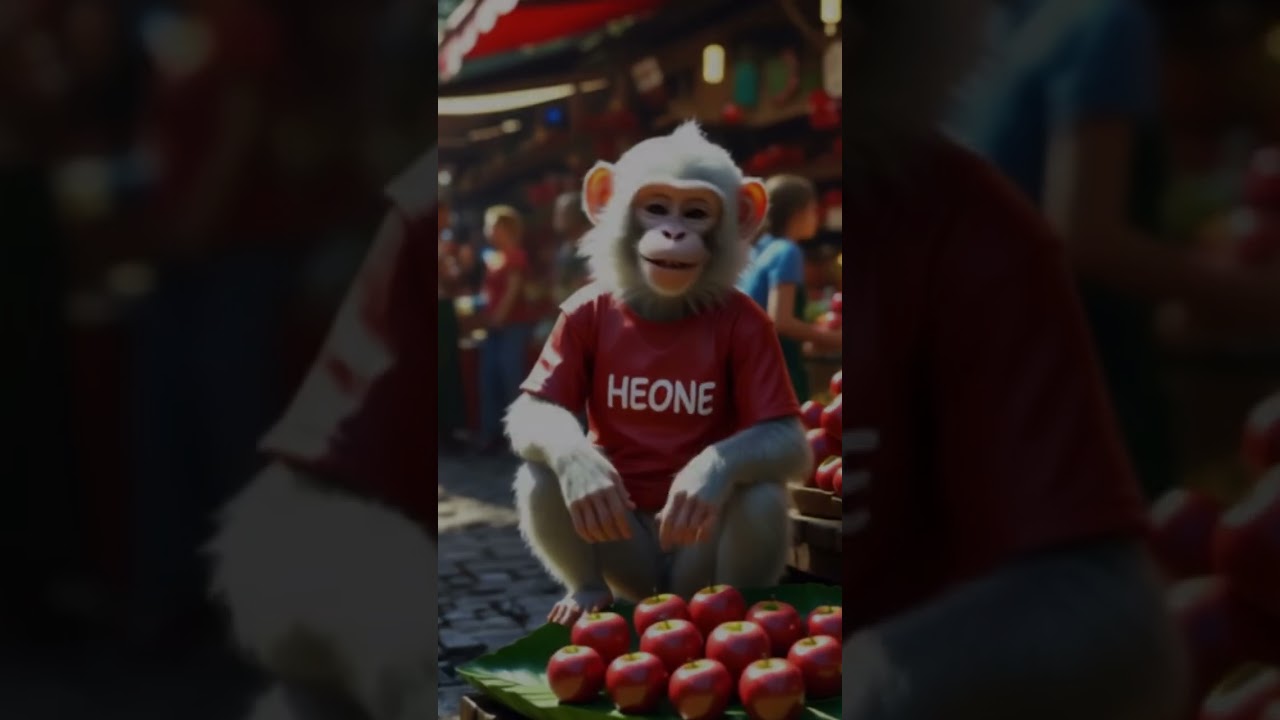 🐵✨ Smart White Monkey! Stealing Apples & Selling at the Market 🍎💰