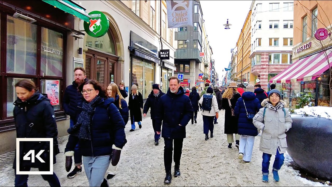 🇸🇪 Stockholm, Sweden - Snowy Walking Tour ( 4K UHD 60fps ) March 2023
