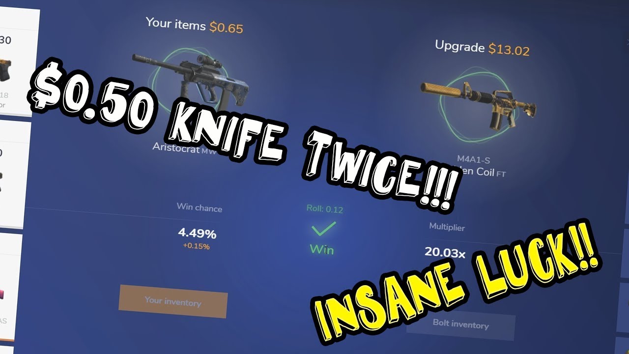 $0.50 KNIFE TWICE!! INSANE LUCK!! - Bolt.gg