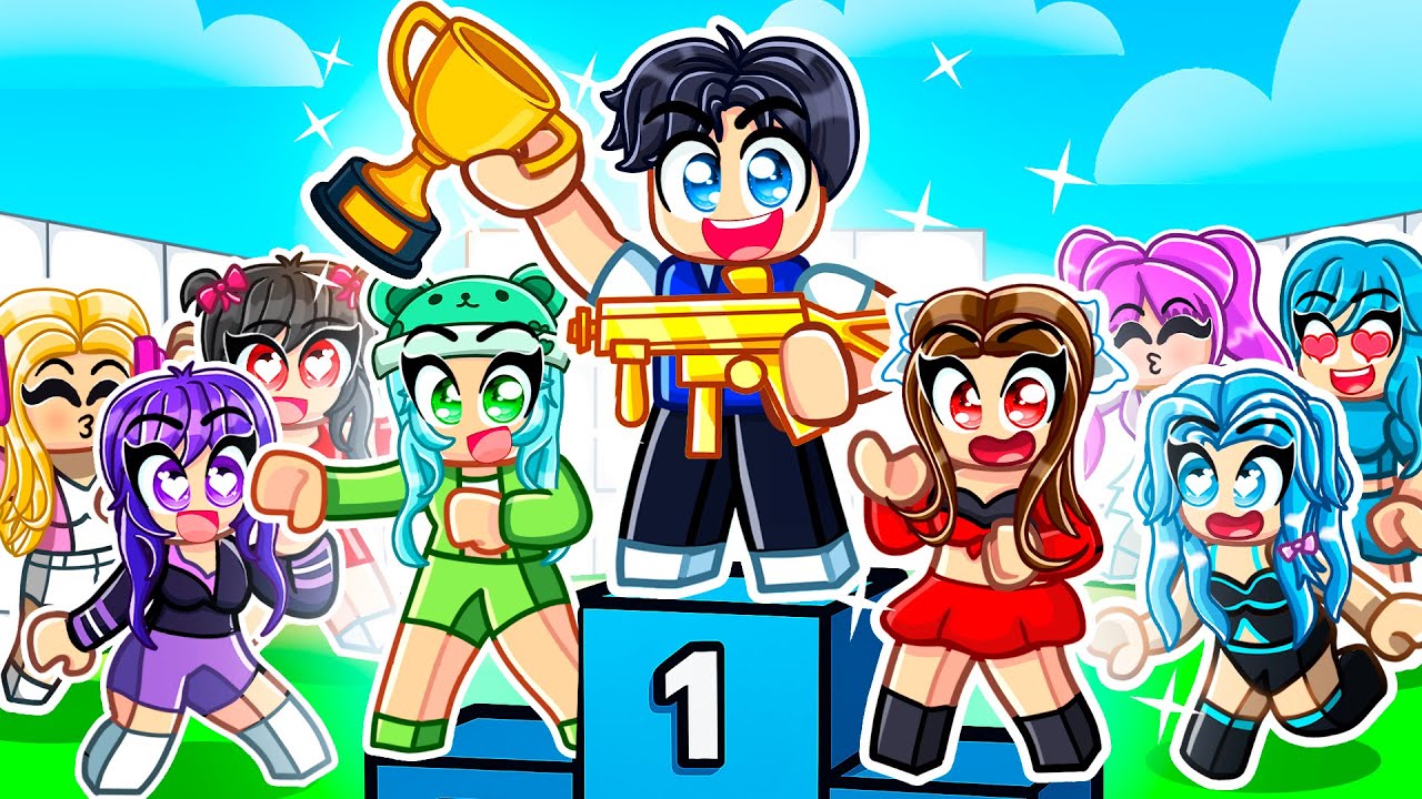 1 Boy vs 11 Girls In Roblox Rivals!