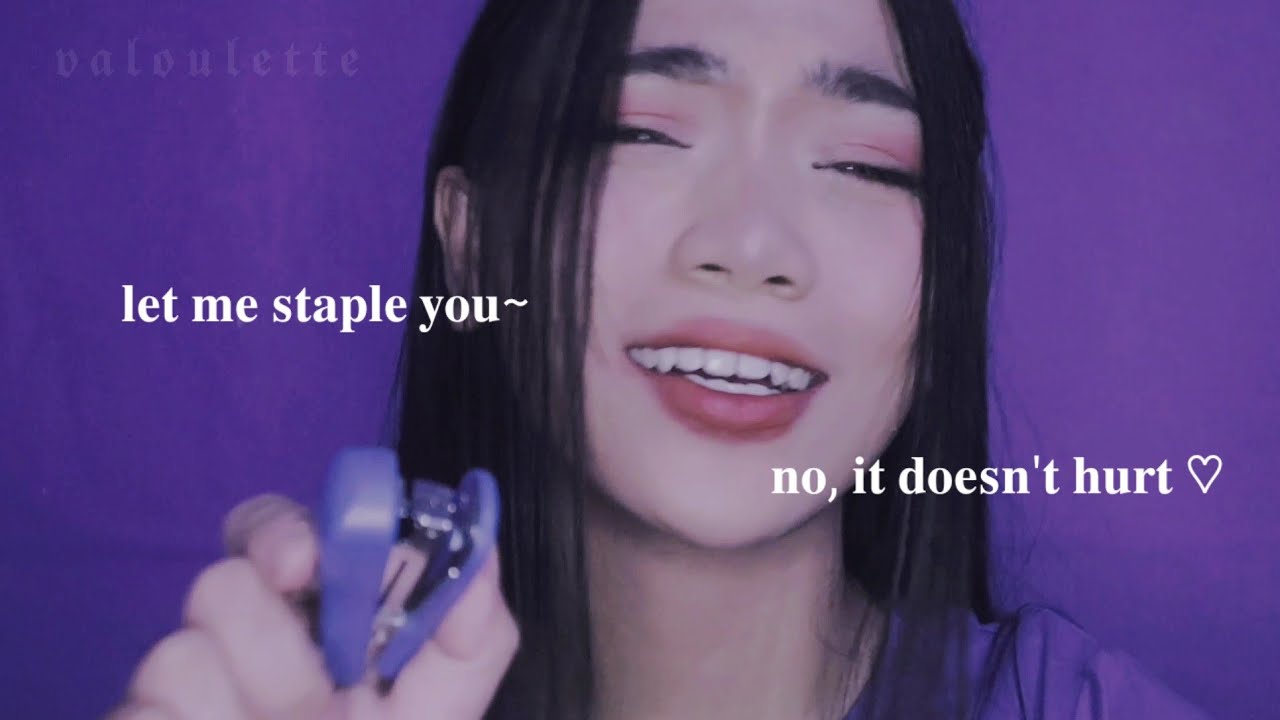 1 Minute ASMR ☁︎ 𝐟𝐢𝐱𝐢𝐧𝐠 𝐲𝐨𝐮 (trimming, glueing, stapling)