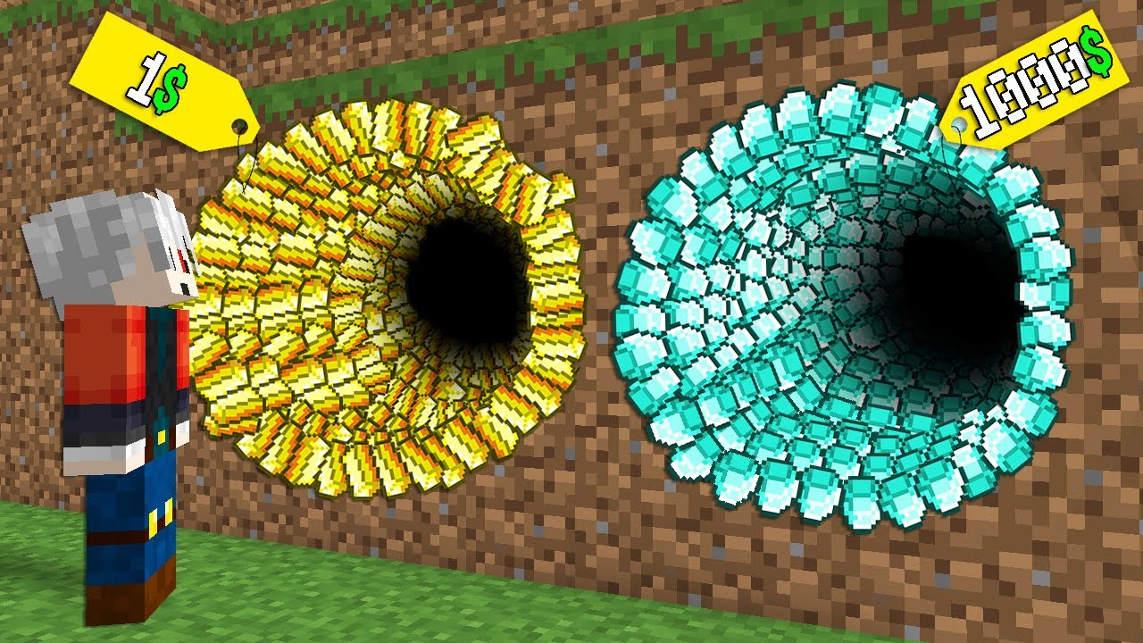 1$ TÜNEL VS 1000$ TÜNEL - Minecraft