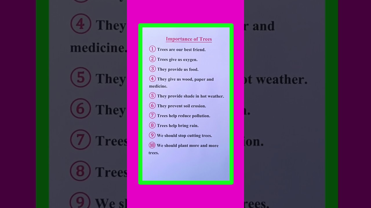 10 lines on importance of trees in english | essay on importance of trees in english