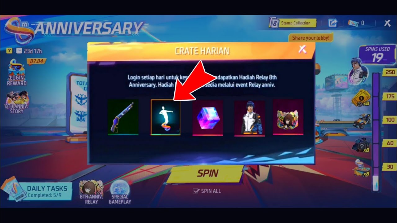 10 Rewards 😲 Free Fire 8th Anniversary event full details |