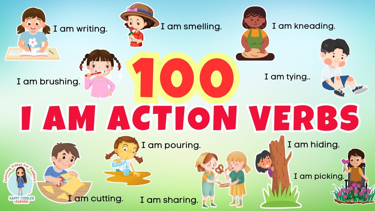 100 Action Verbs in English With Sentences |First Words for Babies |English Vocabulary for Beginners