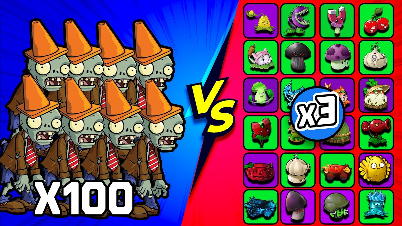 100 CARACONOS vs TODAS LAS PLANTAS FUSIONADAS X3 | PvZ Fusion