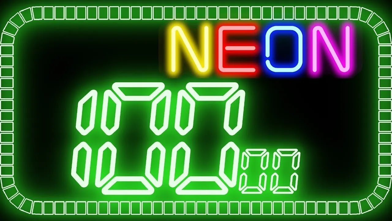 100 SECONDS Colourful NEON Countdown Timer [ BIG NUMBERS ]
