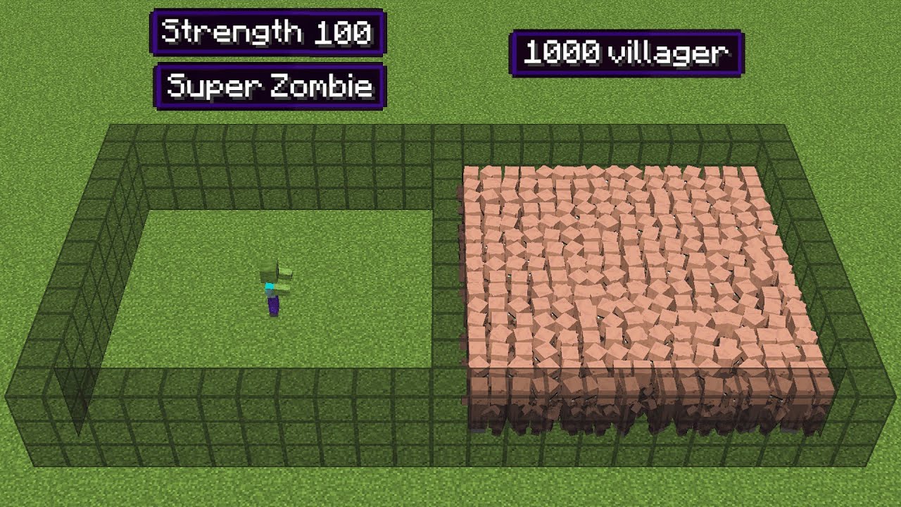 1000 villagers vs 1 super zombie (but super zombie has strength 100)