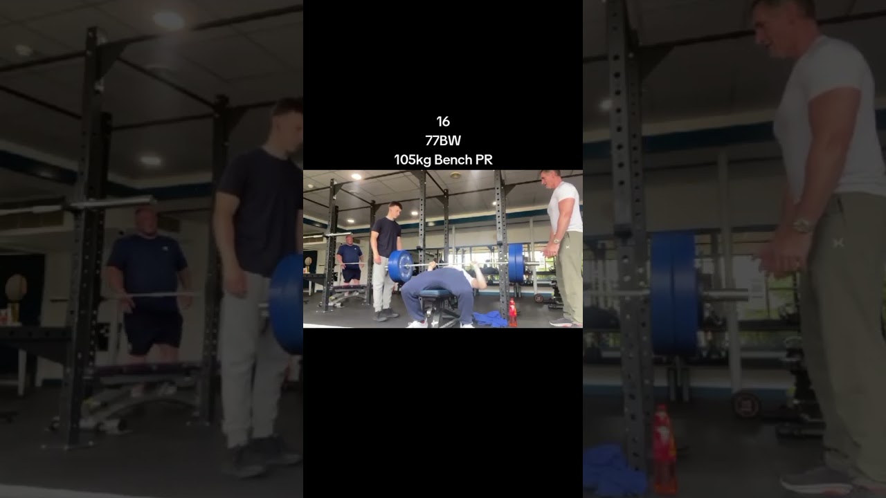 105kg PR #gym #viralvideo #benchpress #16yearsold