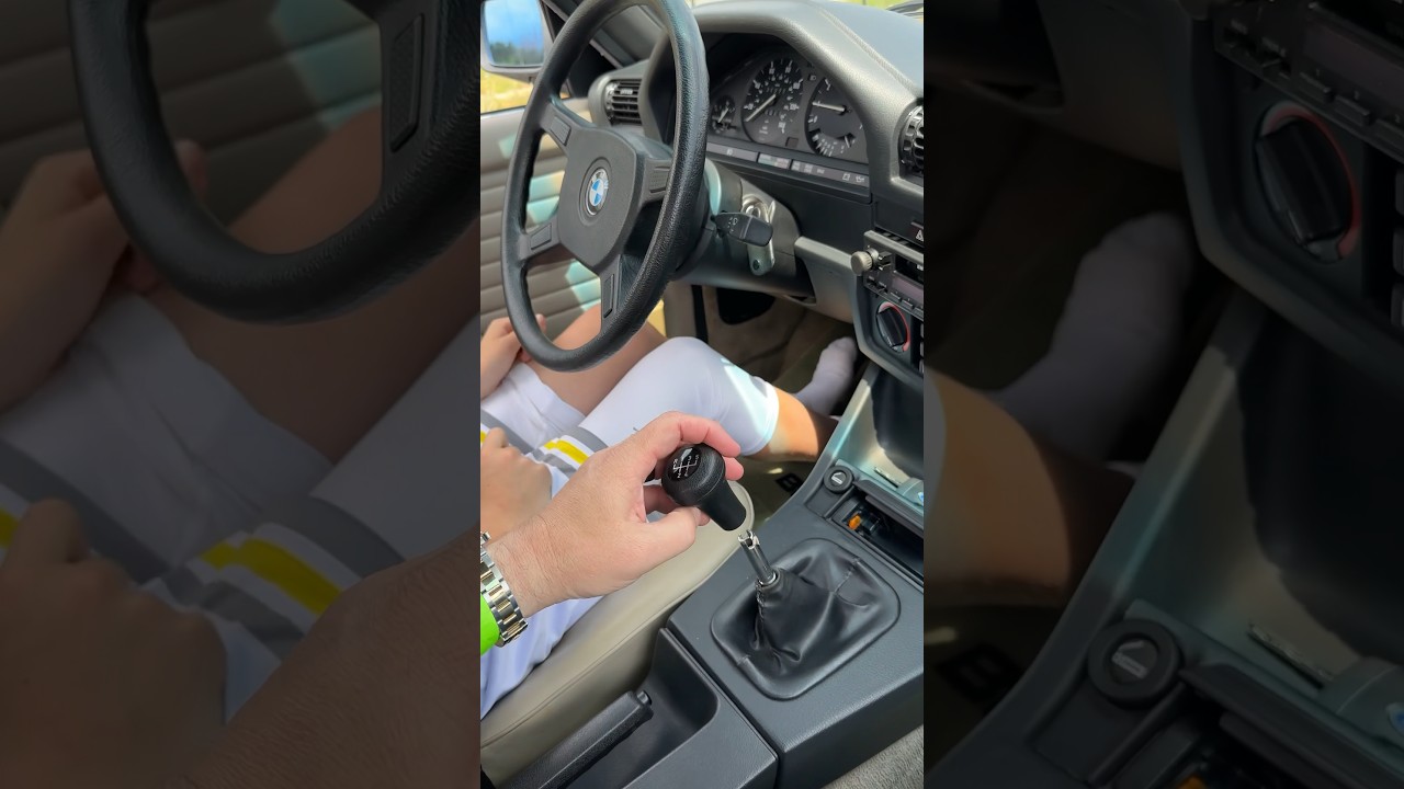 12 Year Old Learns Stick Shift and Has First BMW Manual Transmission Shifter Knob Experience