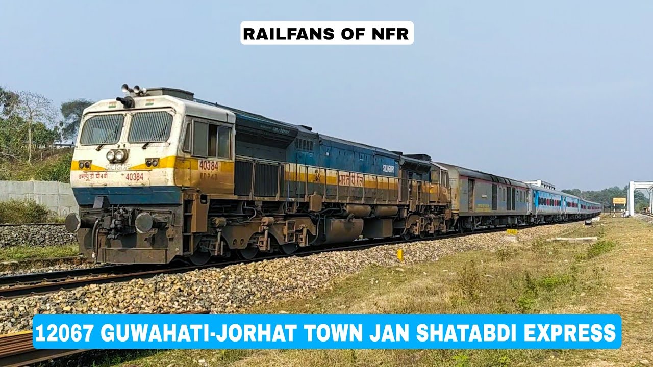 12067 Guwahati-Jorhat Town Jan Shatabdi Express led by SGUJ WDP-4D 40384 moving towards Lumding Jn.