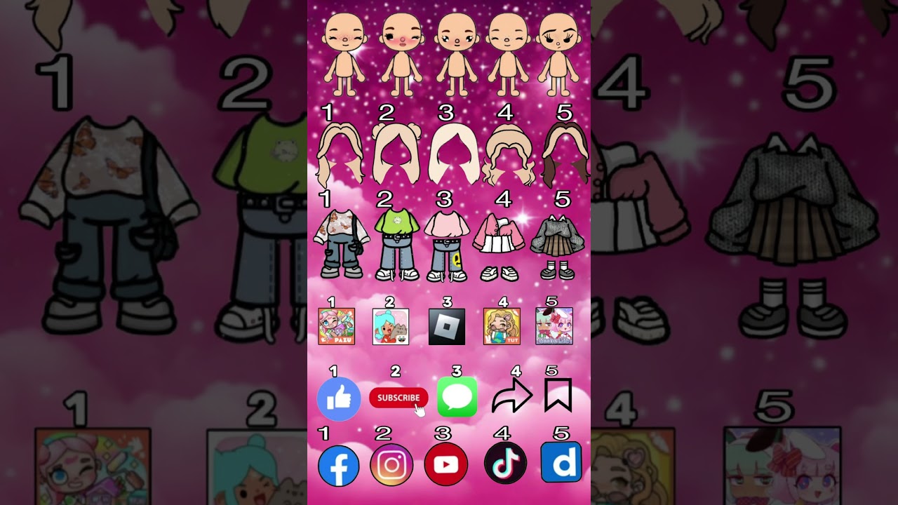 1,2,3,4,5,💞🫰Cute Look Choose your favourite 🌟 🤞#tocaboca #tocalifeworld