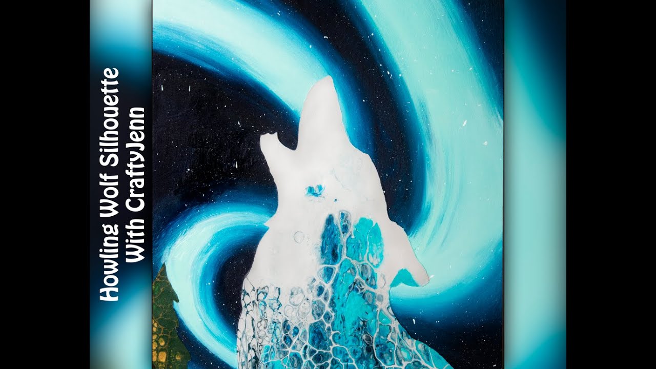 (128) Northern Lights Howling Wolf Acrylic Pour Silhouette Painting | CraftyJenn