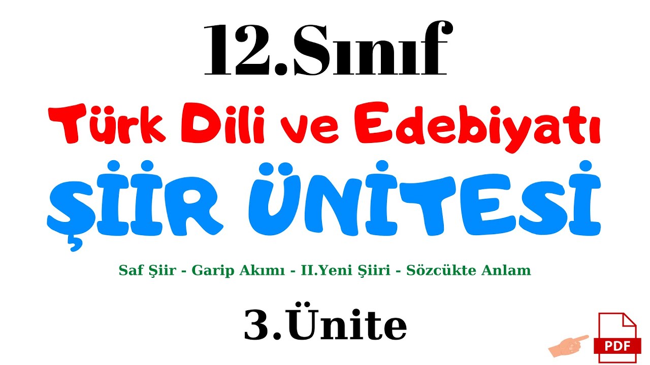 12.SINIF TÜRK DİLİ VE EDEBİYATI ŞİİR ÜNİTESİ - 12.Sınıf Edebiyat Şiir Ünitesi Hazırlık
