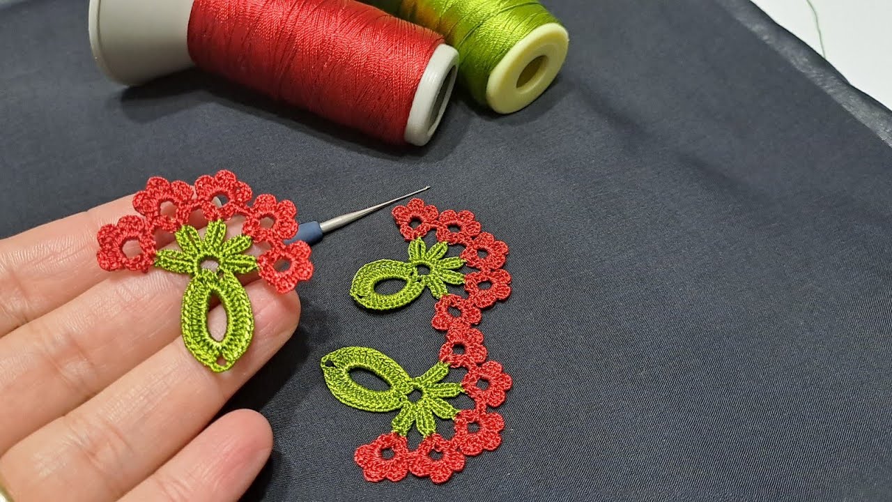 14 - KIRMIZI YEŞİL  SİYAH  UYUMU 💯 #crochet #oyamodelleri #trend