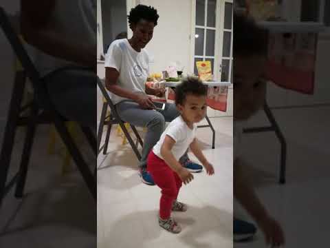 15 months breastfeeding Baby Gioia showing off her moves