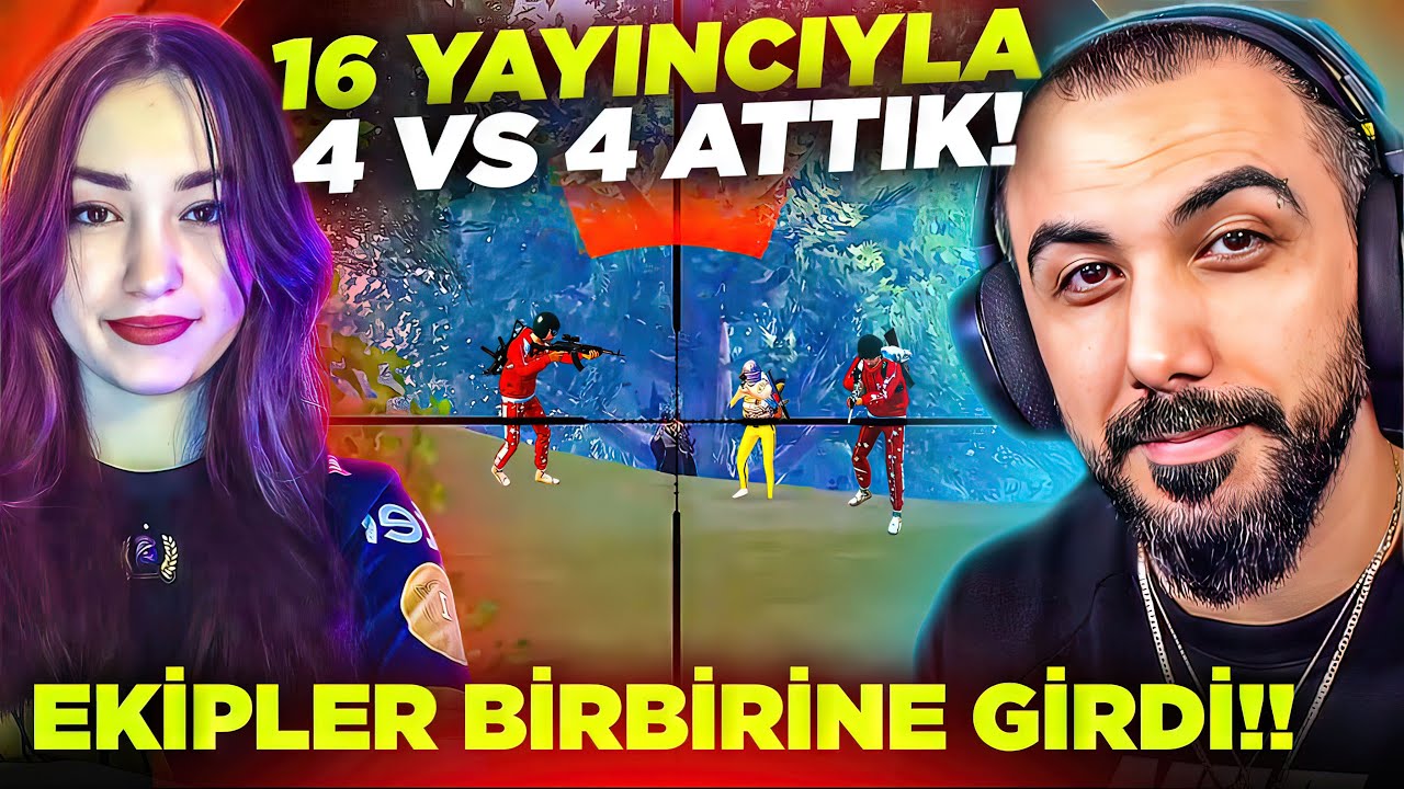 16 YAYINCI TEK HARİTADA!! 😱 EKİPLERLE EĞLENCELİ 4 VS 4 KAPIŞMASI! | PUBG MOBILE