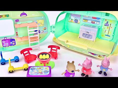 17 Minutes Satisfying with Unboxing Peppa Pig Caravan Playset, Trailer, Scooter, Camper (ASMR)