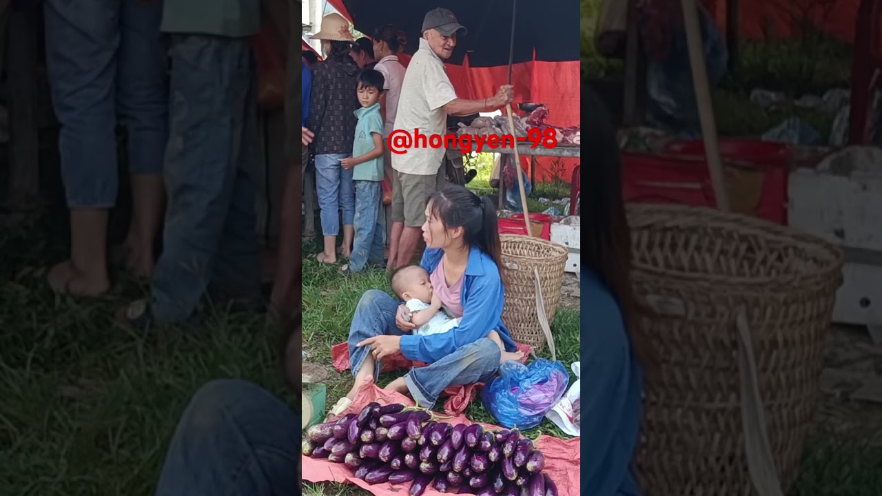 17 year old single mother and daughter selling eggplants at the country market #single #baby