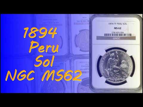 1894 Peru TF Sol Silver NGC MS62 Uncirculated