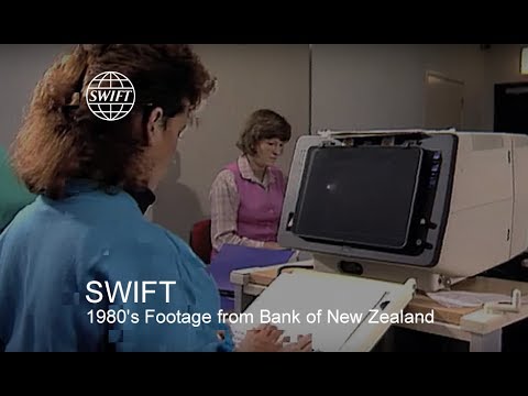 1980's footage from Bank of New Zealand talking about SWIFT