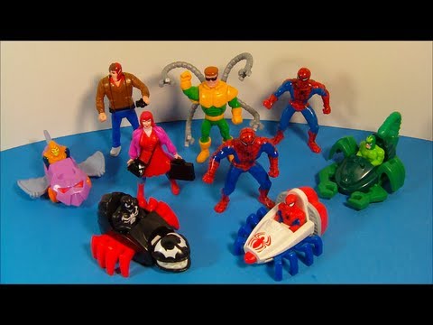 1995 MARVEL SPIDER-MAN SET OF 9 McDONALD'S HAPPY MEAL COLLECTIBLES VIDEO REVIEW