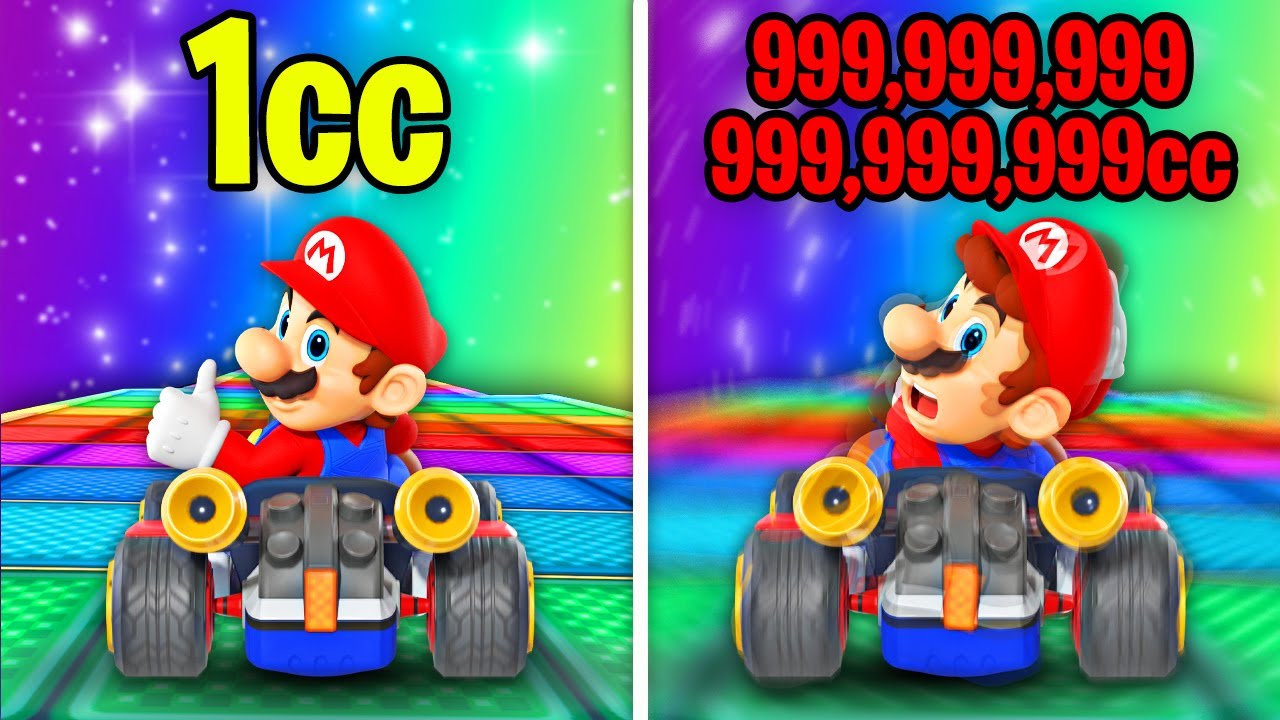 1cc VS 999,999,999,999,999cc in Mario Kart!