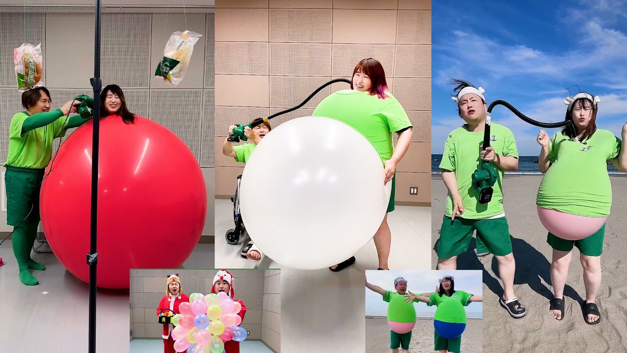 巨大風船を服の中に入れて割れるまで膨らませてみた結果まとめ2 Balloon Popping Panic compilation Part2