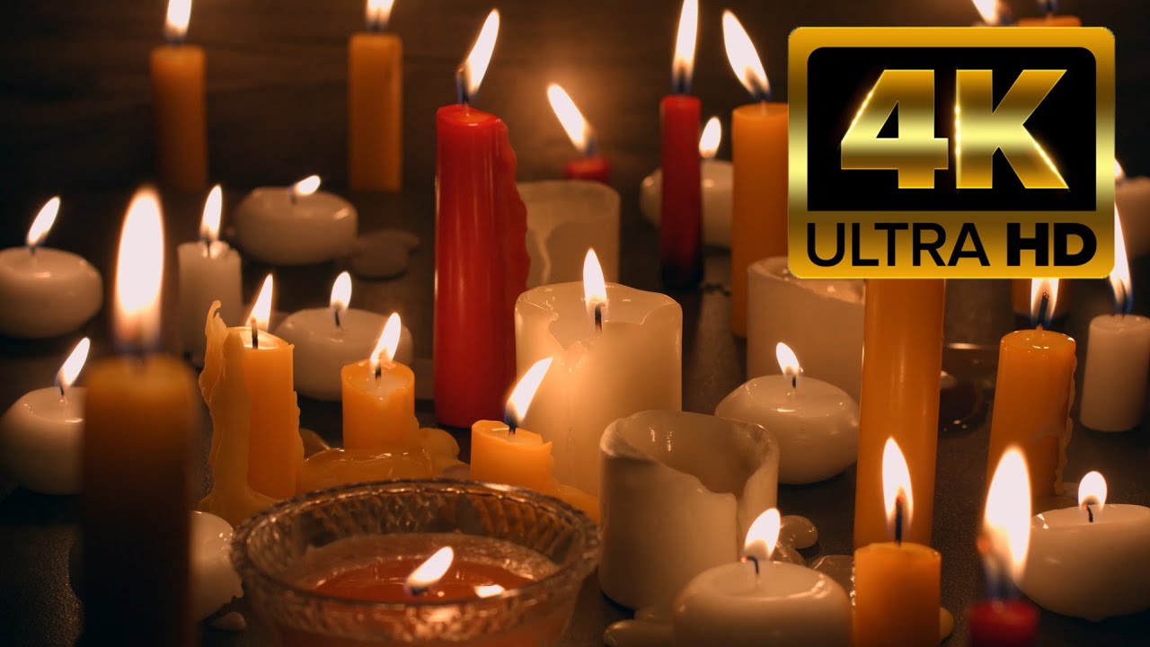 2 Hours Burning Candles and relaxing music in 4K. Cinematic look in 24fps. No Loops