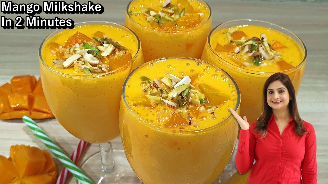 2 Mins Thick & Creamy Mango Milkshake | How to Make Mango Shake | Fresh Mango Shake