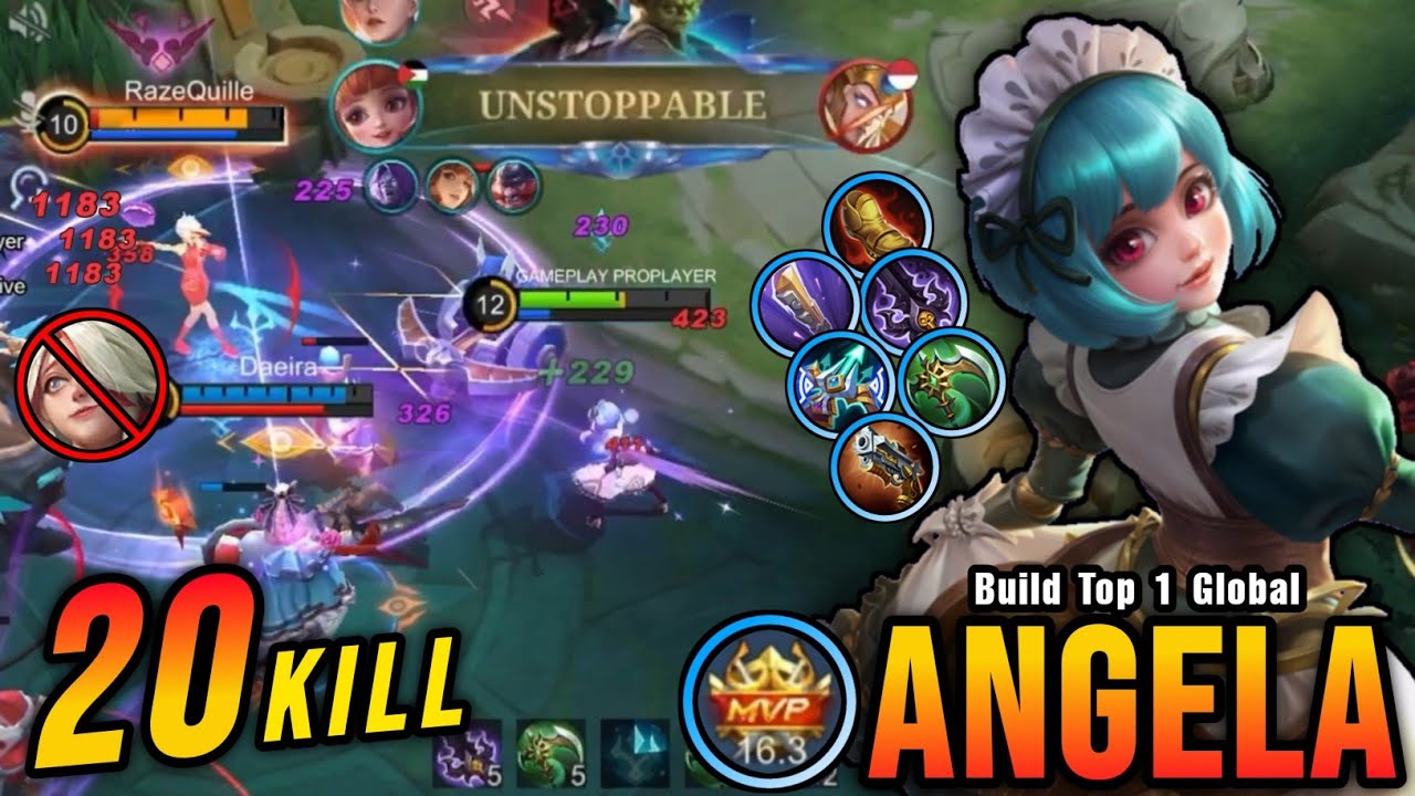 20 Kills!! Angela with Marksman Build 100% Deadly!! - Build Top 1 Global Angela ~ MLBB