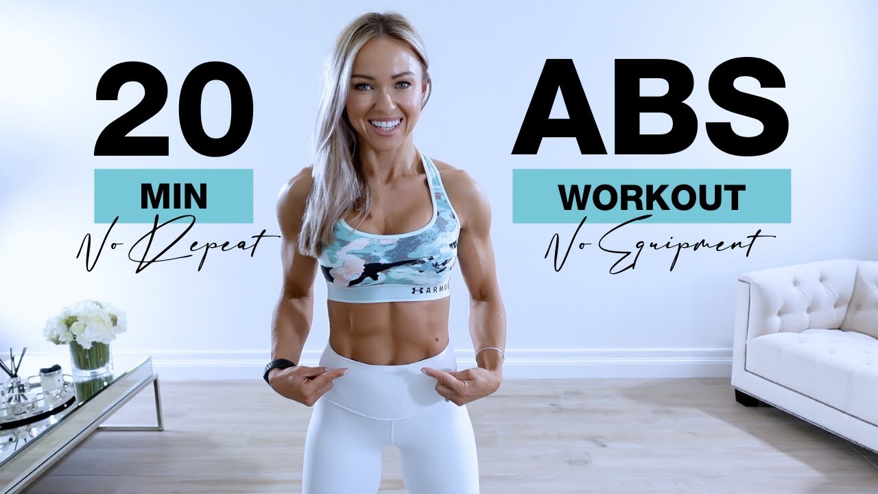 20 Min ABS WORKOUT at Home [NO EQUIPMENT + NO REPEAT] Caroline Girvan